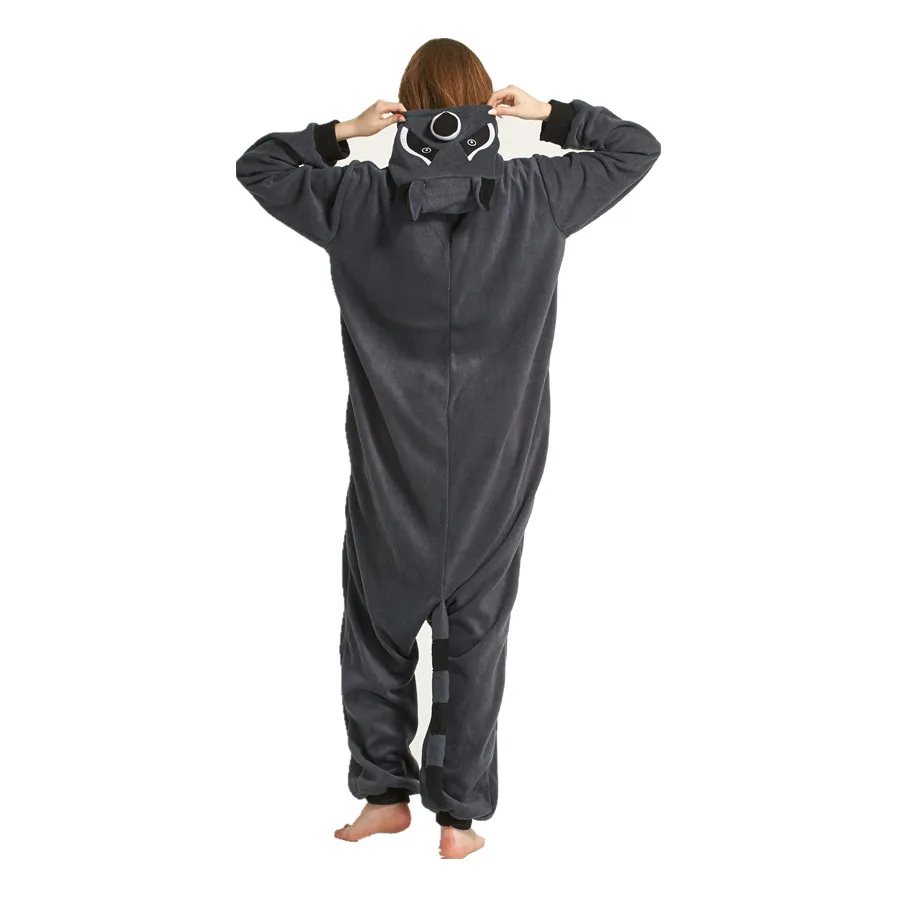 Adults Polar Fleece Grey Raccoon Animal Kigurumi Women's Men's Onesies Pyjamas Cosplay Costume for Halloween and Carnival Party