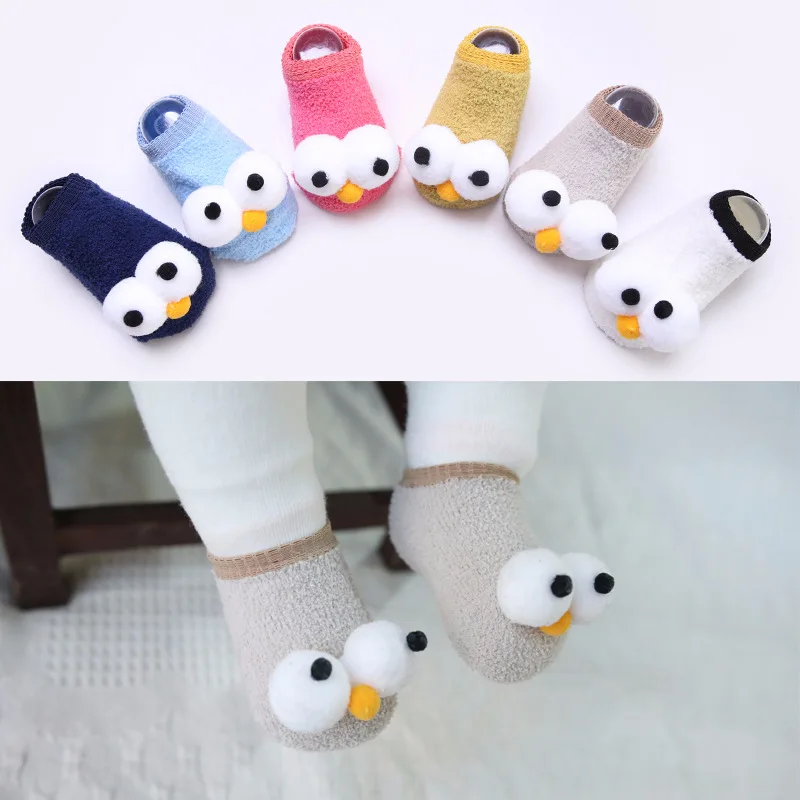 

Spring and Autumn New Baby Socks Big Eyes Non-slip Baby Socks Cute Children's Boat Socks Indoor Walking Floor Socks
