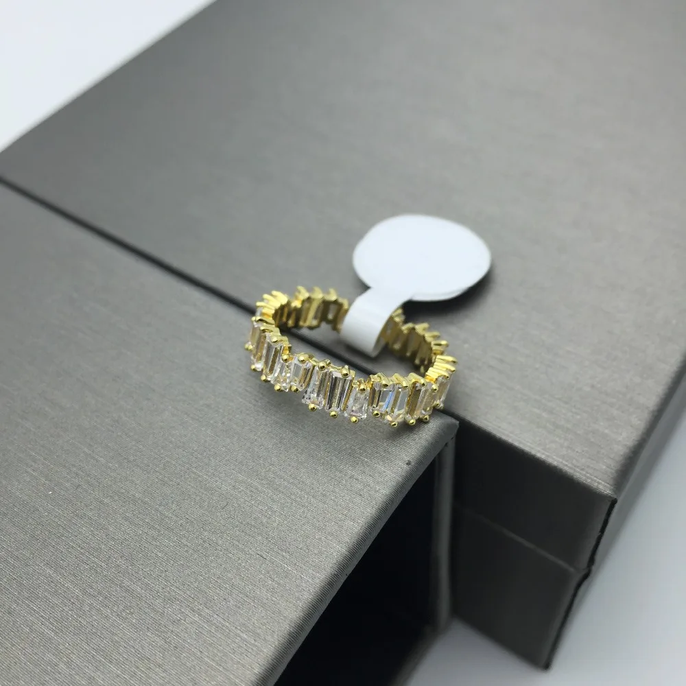 Thin Baguette T Ring Brand Engagement Handmade Trapezoid Stone Rings For Women Fashion Finger Accessories Anel Wedding Band