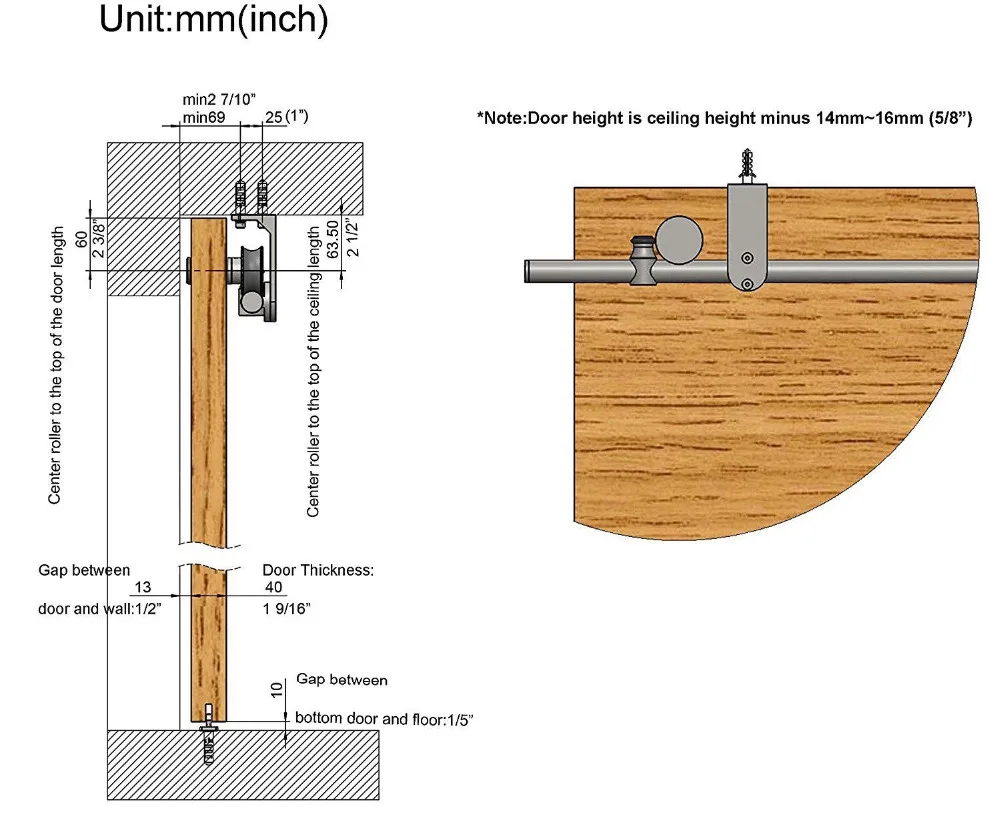 DIYHD нержавеющая сталь потолочное крепление раздвижные сарай деревянная дверь Кухня Двери трек аппаратный комплект