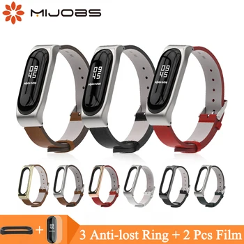 

Mijobs Mi band 4 Leather PU Strap for Xiaomi Mi Band 4 Smart Watch Miband 3 Wrist Strap Screwless Bracelet Smart Band Mi Band 3
