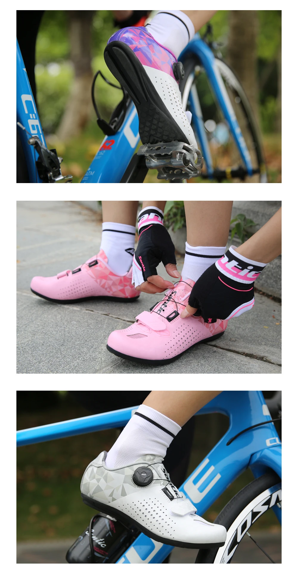 Santic/Женская обувь для велоспорта; Светоотражающая обувь для шоссейного велосипеда; обувь для горного велосипеда; дышащая обувь для мужчин; резиновая подошва; европейские размеры 39-45; LS18008