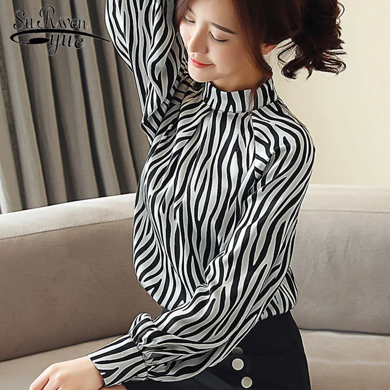 Fashion striped long sleeve women clothes chiffon blouse