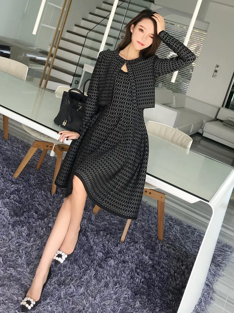 Vintage Nouvelle Femmes Gilet Robe 2 Vainqueur Chandail Pièce Ensembles Costumes Cardigans 2018 yfb6gvY7