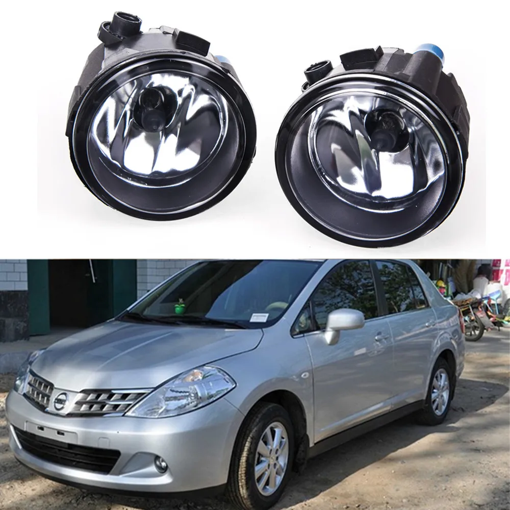 For NISSAN Tiida Hatchback C11X 2007-2012 Car styling Fog lights halogen lamps 1SET 26150-8990B car styling halogen fog lights fog lamps for nissan wingroad 2002 12v 1set