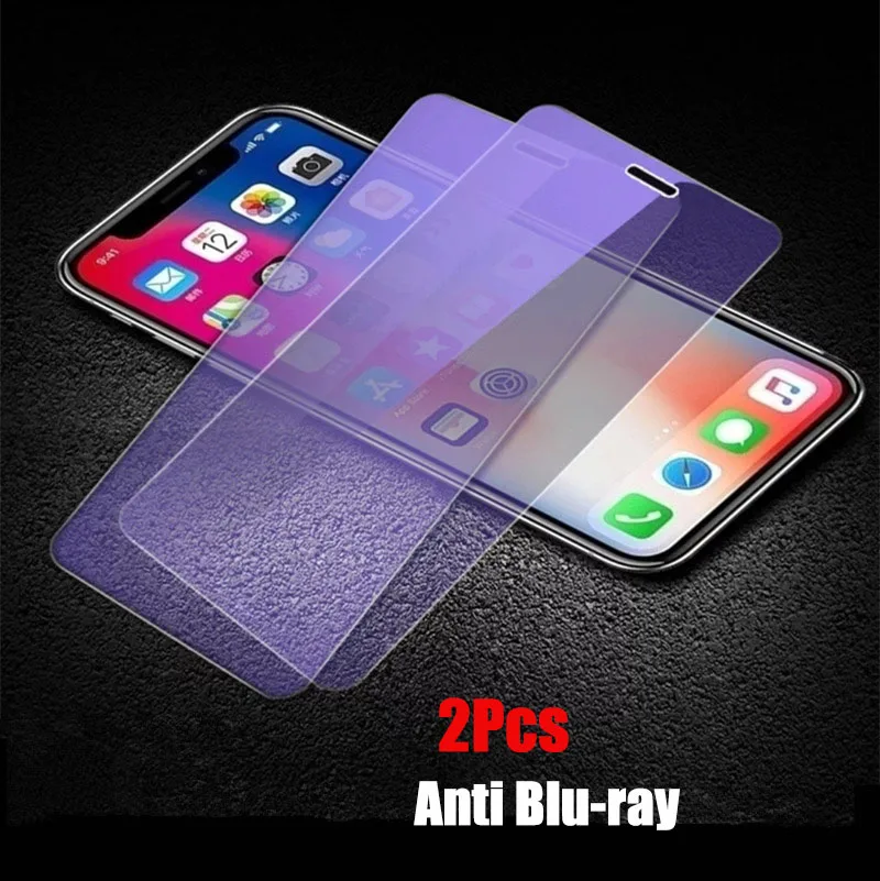 2 шт./лот, закаленное стекло для iPhone X XS Max, Защитное стекло для экрана 9 H, защита от Blu-Ray стекла, Защитная пленка для iPhone Xs max - Цвет: 2pcs  Anti Blu-ray