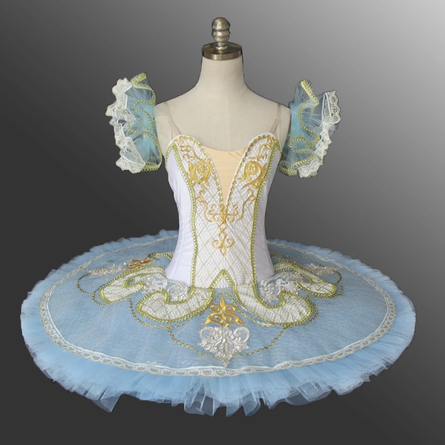 Adult Competiton Performance Ballerina Tutu Women White Gold Roymanda Paquita Platter Professional Stage Costume Pancake Tutus