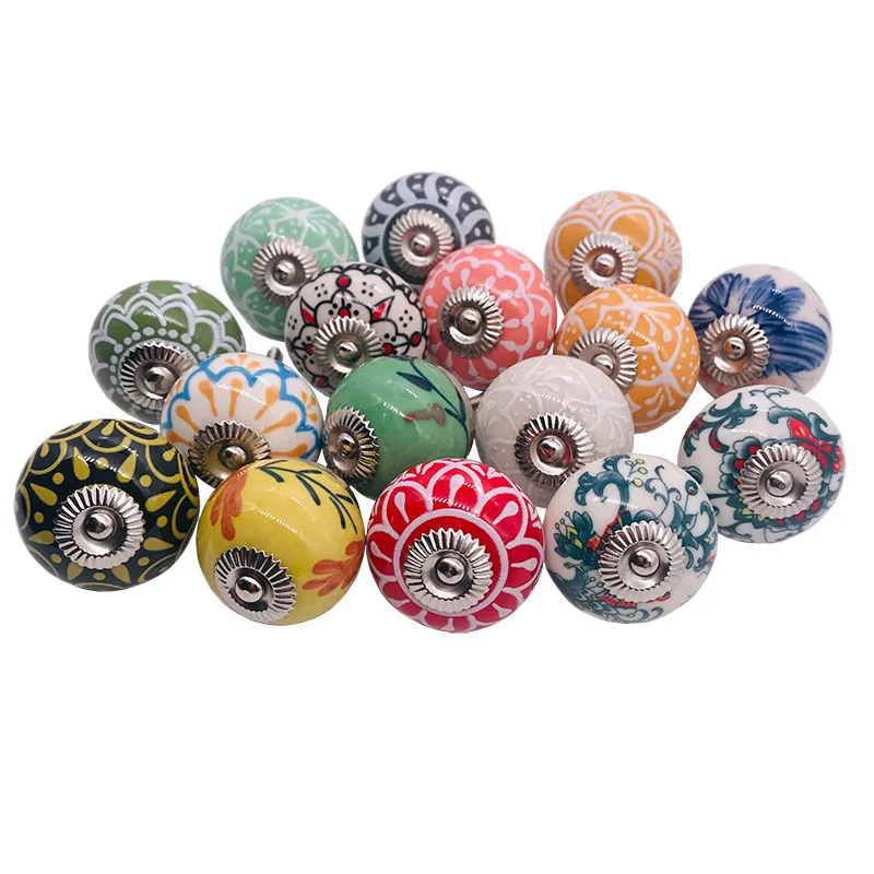 

Single Hole 40mm Handle White Ceramic Chrome Cabinet Door Drawer Knobs Various Pattern Vintage Furniture Wardrobe Door Handles
