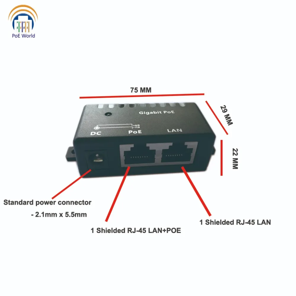 PoE мир гигабитный Пассивный PoE инжектор PoE сплиттер настенное крепление сети PoE патч-панель с 2,1*5,5 мм разъем постоянного тока