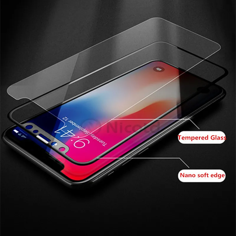 Nicotd 3D Weiche Kante Gehärtetem Glas für iPhone X 10 58
