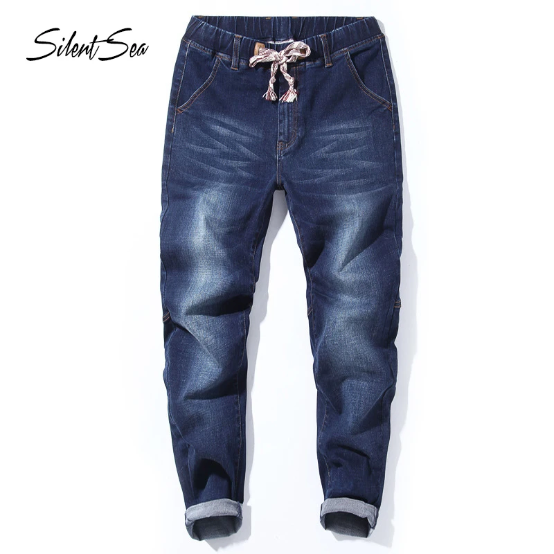 

Silentsea Summer Loose Men's Jeans Large Sizes Harlan Jeans 7XL Men Clothing Man Baggy Trousers Elastic Waist Jeans Male