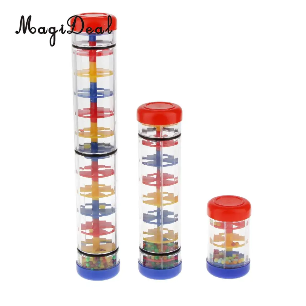 MagiDeal 1Pc Plastic Rain Sound Maker Shake Colorful Beads for Infant Baby Kids Youth Learn Play Toy Novelty Gift 20cm 10cm 30cm