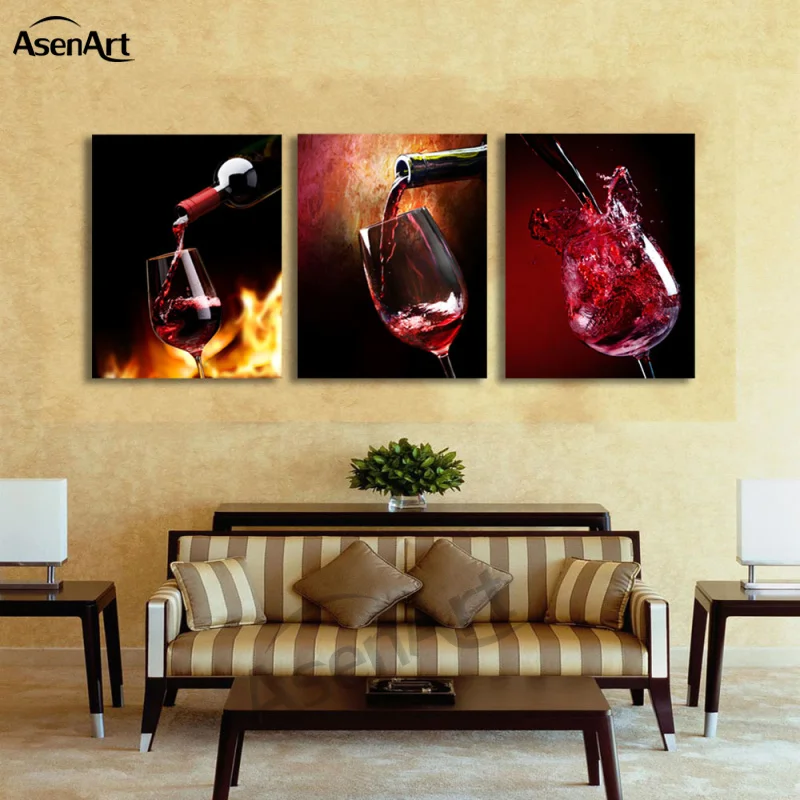 Набор из 3 предметов Художественный набор стеклянный Красный Рисунок &quotвино&quot