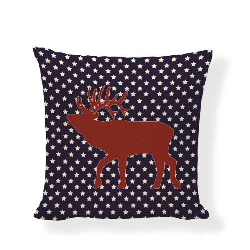 Moose Чехол на подушку Merry Christmas Buffalo Плед черные птицы 45*45 см Усы олень Кемпинг