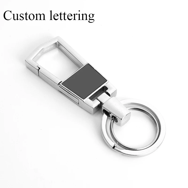 Custom Lettering Stainless steel patch Key Chain Double Loops Key Ring