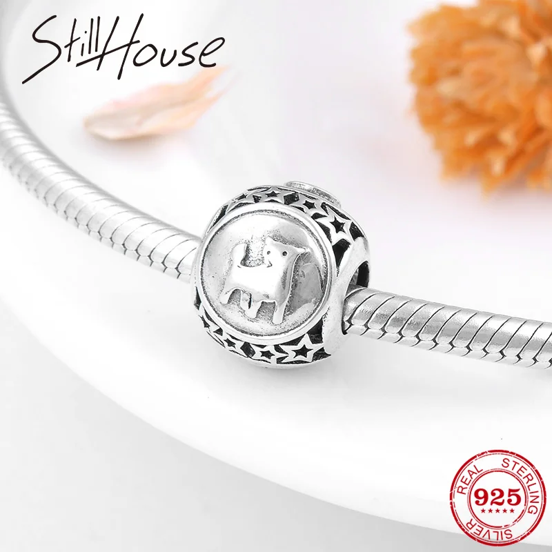 

Hollow Round shape 12 Constellation Taurus beads charms 925 Sterling Silver Fit Original Pandora Charm Bracelet making Jewelry
