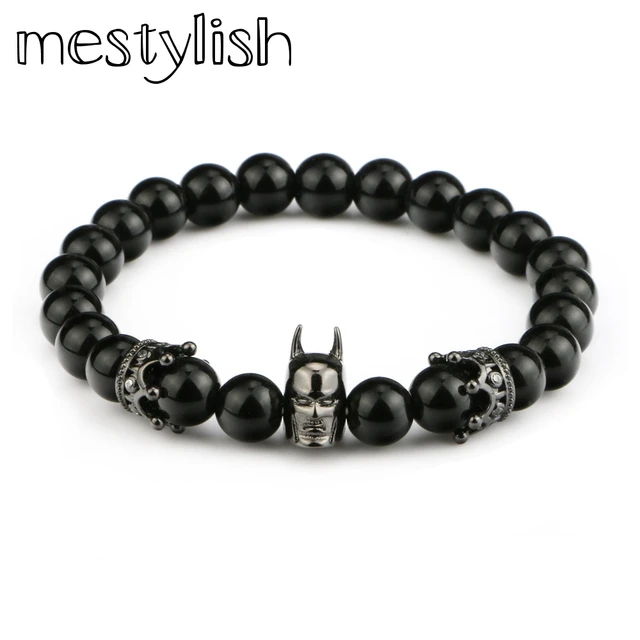 Mestylish New Fashion Roman Knight Batman & Crown Bracelet Men Black