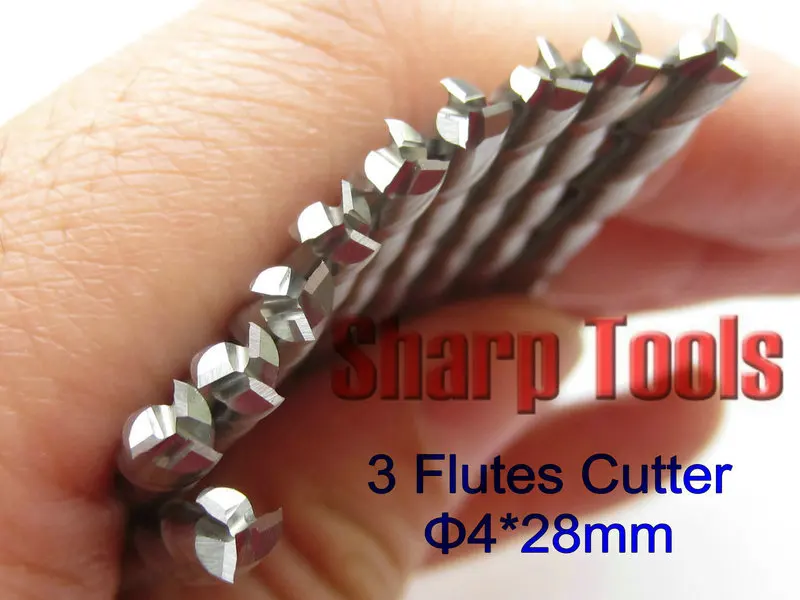

4*28mm- 3 Flutes Spiral Carbide CNC End Mill Router Bits for Wood Cutting Machine Tool, CNC Milling Cutting Tools Free Shipping