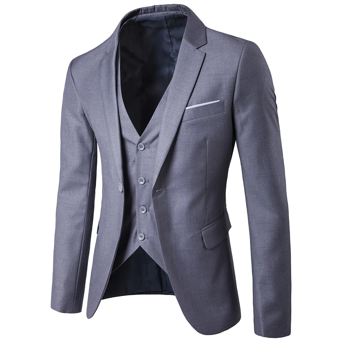 Пиджак+ брюки+ жилет) роскошный мужской свадебный костюм, мужские блейзеры, приталенные костюмы для мужчин, деловой вечерний синий классический черный