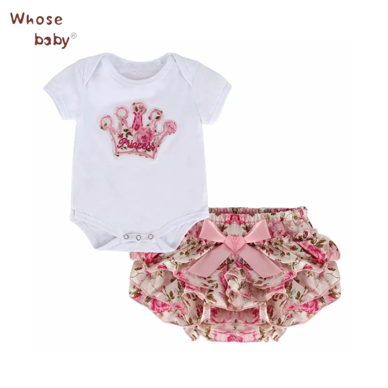 

2Pcs/Lot Newborn Infant Baby Girls Clothing Sets Cotton Flower Print Summer Romper+Shorts Baby Sets Girl Clothes