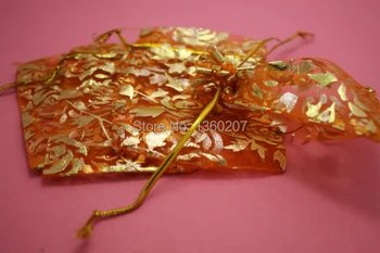 

100pcs/lot orange gold roses colour Organza Bags 15x20cm Wedding Favour Gift bag Jewellery pouches