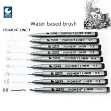 STA водостойкая ручка с защитой от выцветания микрон, черная ручка для эскиза, водный маркер, ручка для манги, для рисования, рукописного ввода, канцелярские принадлежности