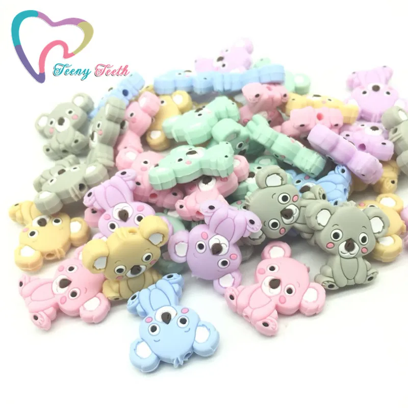 

Teeny Teeth 50 PCS Silicone Koala Beads Animal BPA Free Baby Soother Pacifier Chain DIY Infant Teething Necklace Accessories