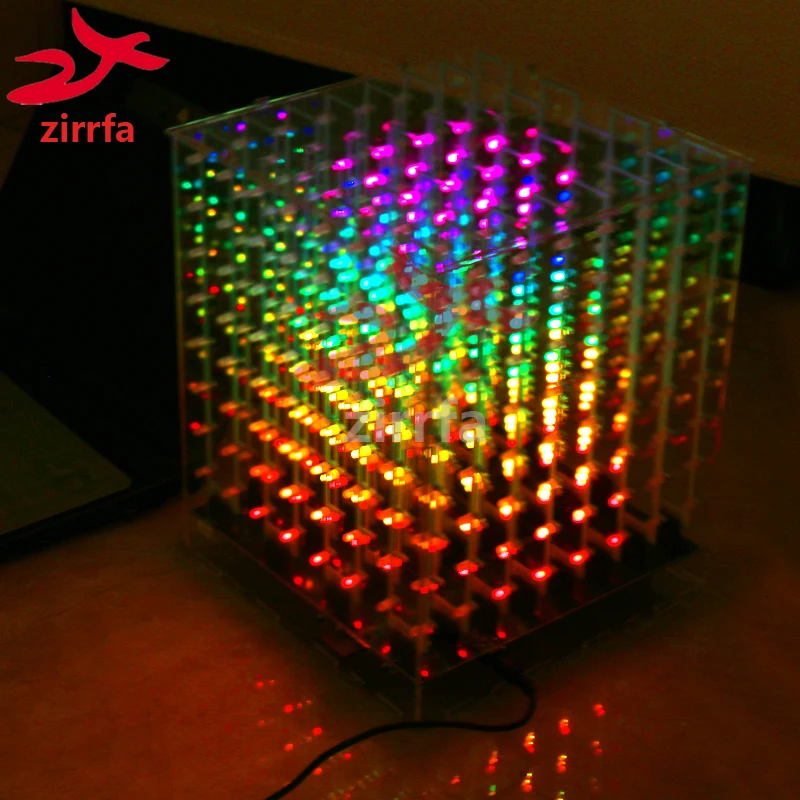 

zirrfa 2018 NEW 3D 8 8x8x8 RGB/Colorful cubeeds finished, Excellent animations LED Display Christmas Gift for SD card with box