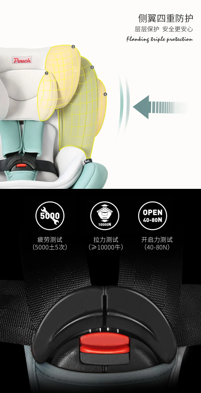 ks-19-3 (Black) 360 Pouch infant car seat luxury baby car seat head support booster baby car seat pouch isofix
