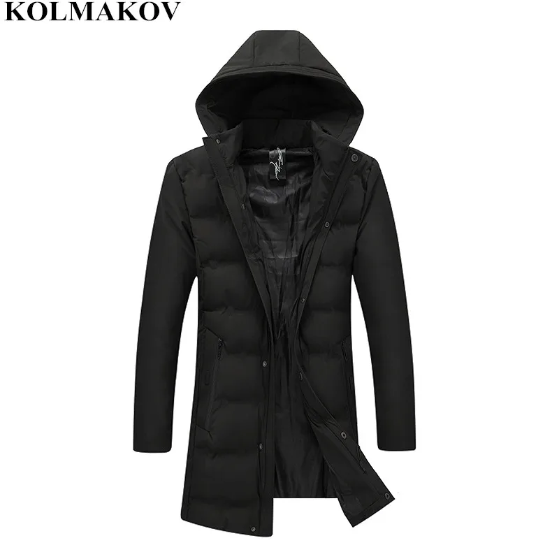 KOLMAKOV 2018 Men's Business Casual Hooded Parkas Jackets Homme Top Quality Mens New Classic Black Winter Coats Masculino XL-5XL