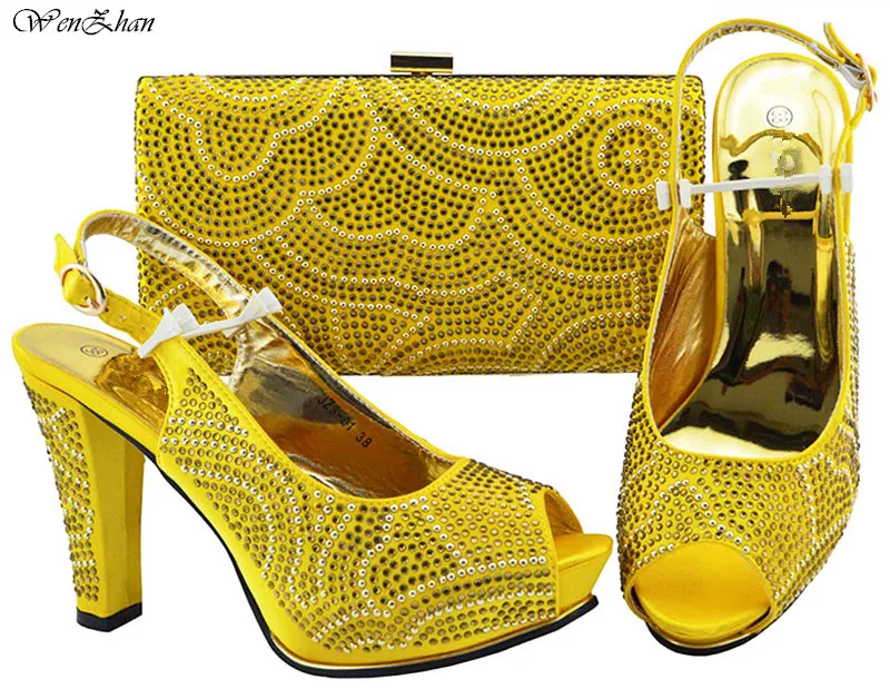 Yellow Color African High Heel Shoes and Bag Set Italian Design African Shoes and Bag Sets For Party Wedding Shoes B89-22 Yellow Color African High Heel Shoes and Bag Set Italian Design African Shoes and Bag Sets For Party Wedding Shoes B89-22