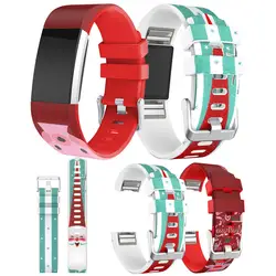 С цветочным принтом силиконовый спортивный браслет для Fitbi charge 2 модные пористые разноцветный браслет запястье ремешок для зарядки 2