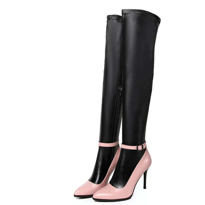 

New Fashion High Heels Women Boots High Quality  Knee High Boots Black Shoes Boots for Shoes Pointed Toe Platform Boots