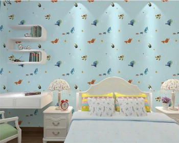 

Beibehang wallpaper home decor Cartoon blue wallpaper warm children room background 3d wallpaper roll mural papel de parede