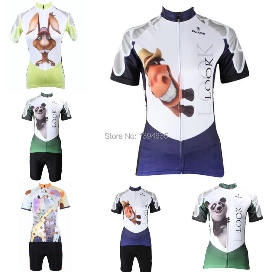 2015 animal cycling Jersey Panda sport suit funny horse Rabbit bicycle clothes women giraffe