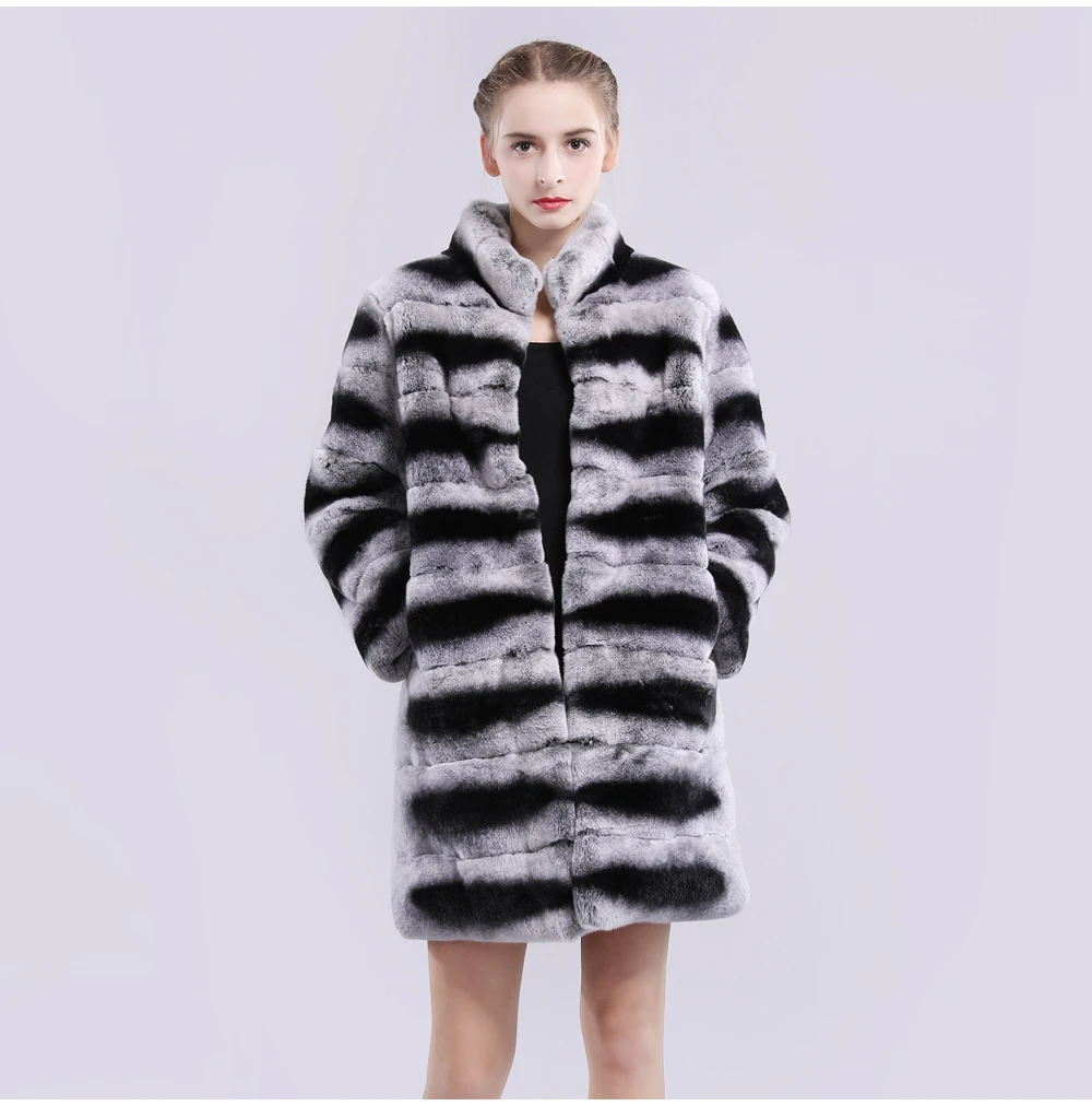 2019 длинная стильная куртка из натурального меха Рекс женская Толстая теплая шуба из меха кролика рекс Высококачественное натуральное