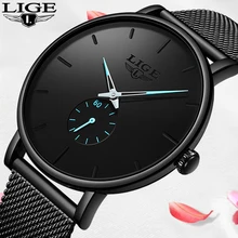 LIGE Women Watches Top Brand Luxury Ladies Quartz Clock Stainless Steel Waterproof Ultra Thin Mesh Casual Wristwatch Reloj Mujer
