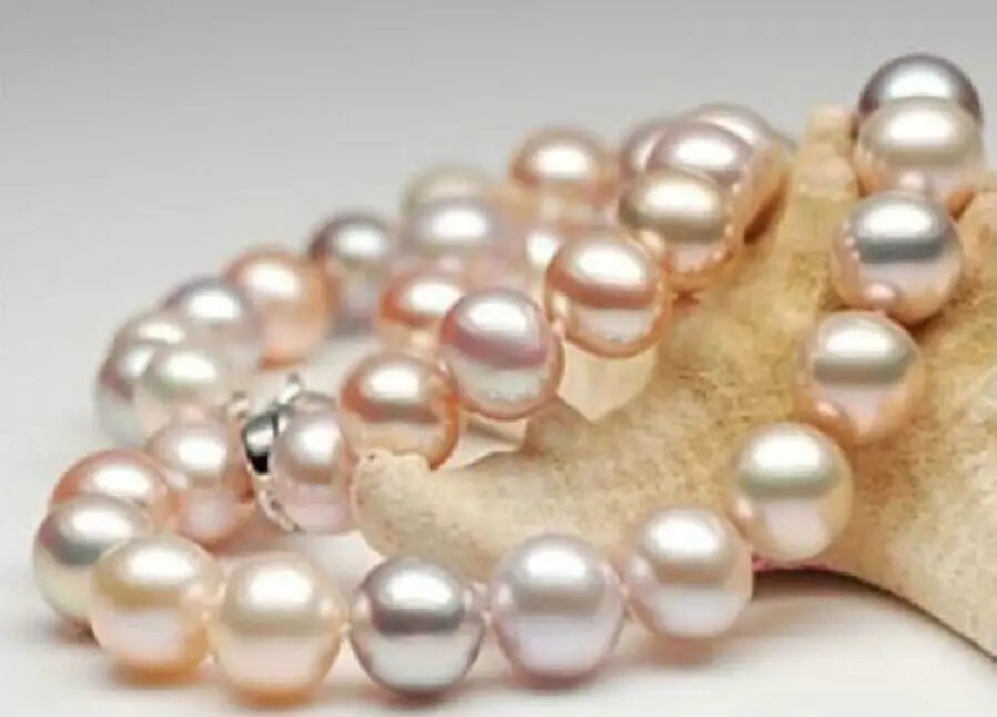 

Free Shipping >>>>>elegant 10-11mmsouth sea light lavender pearl necklace 18inch14kYG