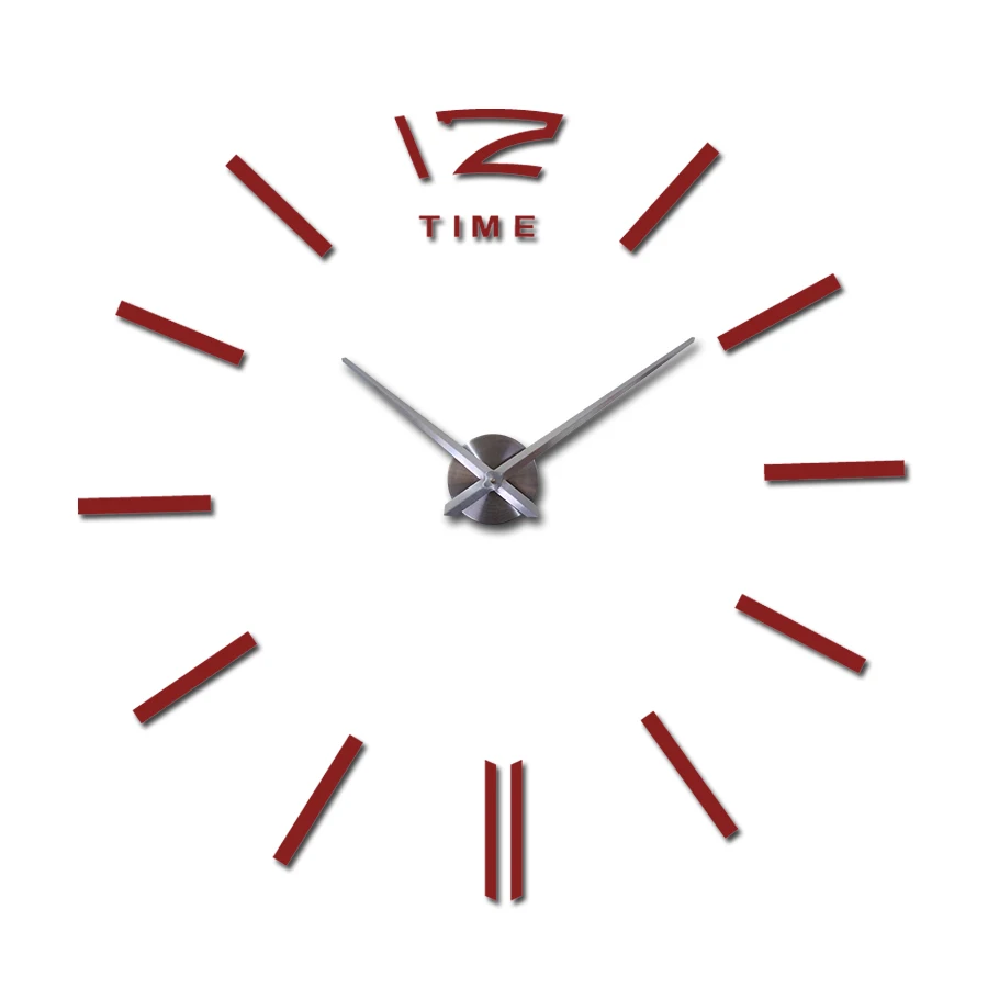 Diy 3d акриловое зеркало большое украшение для дома часы настенные часы Horloge кварцевые часы для гостиной круглые часы - Цвет: Красный