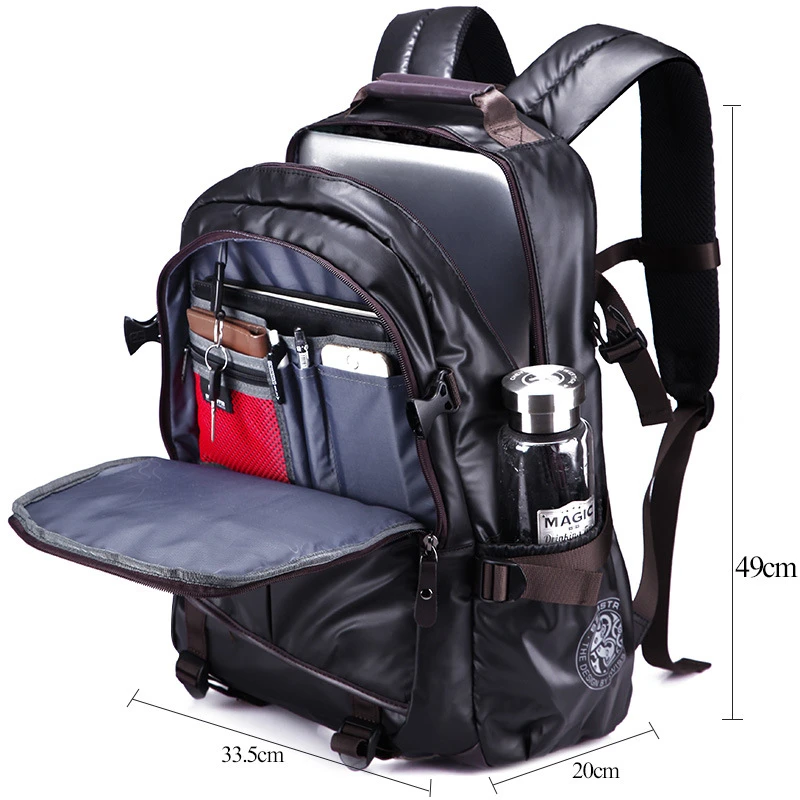 Waterproof Laptop Backpack High Grade Men's Multifunction Business Waterproof Travel Bag Synthetic Leather Computer Packsack