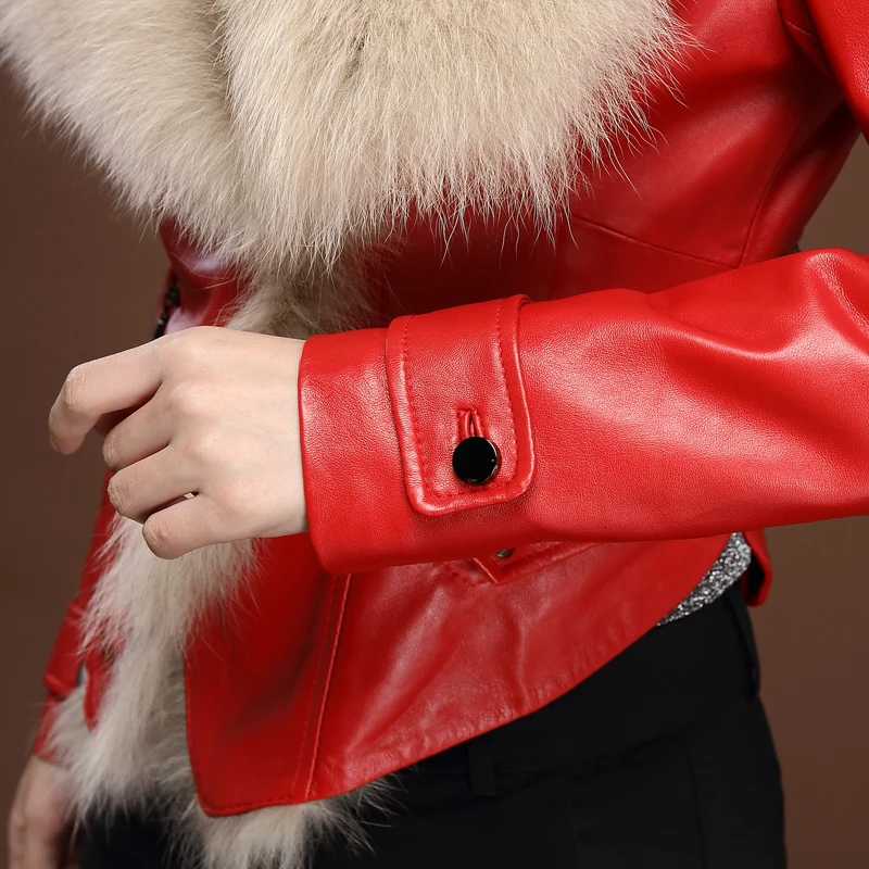 Real Genuine Leather Jacket Autumn Winter Coat Women Clothes Fox Fur Collar Sheepskin Down Coat Korean Streetwear Tops