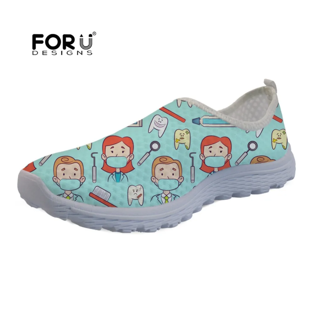 

FORUDESIGNS Women Espadrilles Hospital Dentist Nurse Doctor Sneakers Breathable Mesh Ladies Slip On Shoes Footwear Drop Shipping