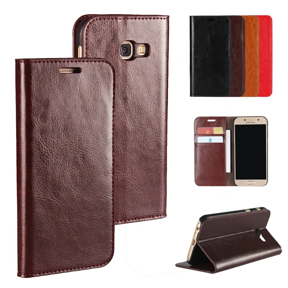

For Samsung Galaxy A3 A5 J3 J5 J7 2017 EU A10 A20e A30 A20S A40 A50 A60 A80 A9 Classic Business Genuine Leather Flip Book Case