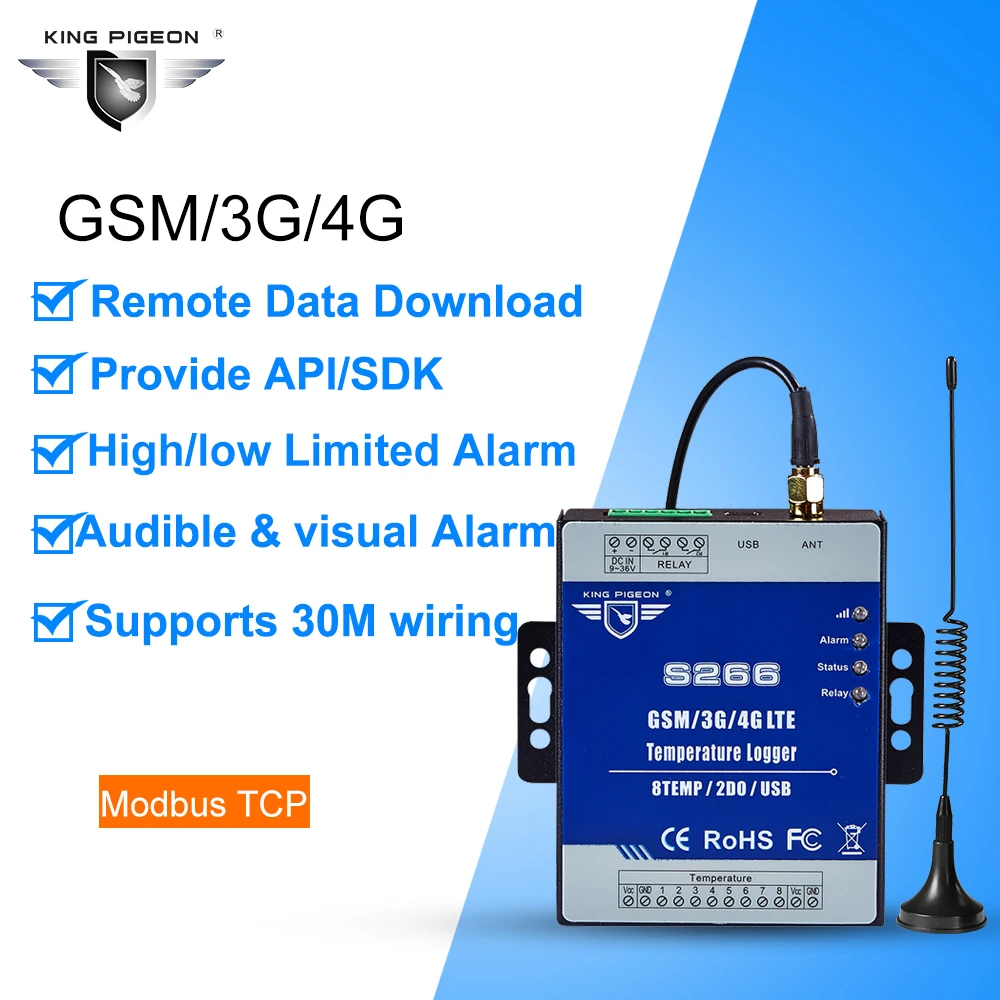 GSM 3G 4G LTE сотовый рту телеметрический регистратор данных о температуре 8 каналов