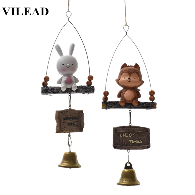 

Kids Room Decoration Resin Wolf Rabbit Wind Chimes Animal Door Hanging Ornaments Bell Girl Room Decor Nordic Home Windchimes