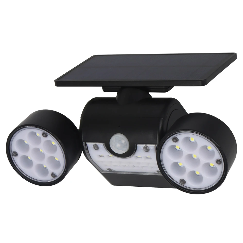 

30 LEDs Solar Security Waterproof 6500K Adjustable Dual-Head Sensor Light 600 Lumen Dusk to Dawn Photocell Flood Light 2019