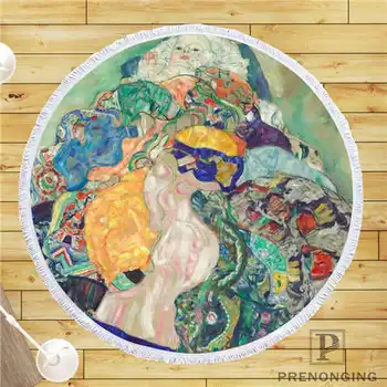 

Custom DIY Customized Microfiber Fabric Gustav_Klimt (4) Round Beach Blanket Towel Printed on Demand 150cm #19-01-28-4-174