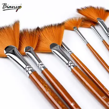 

Bianyo 9Pcs Painting Brush Set Fan Shaped Nylon Hair Gouache Watercolor Acrylic Oil School Drawing Tool Brush Art Supplies Brush