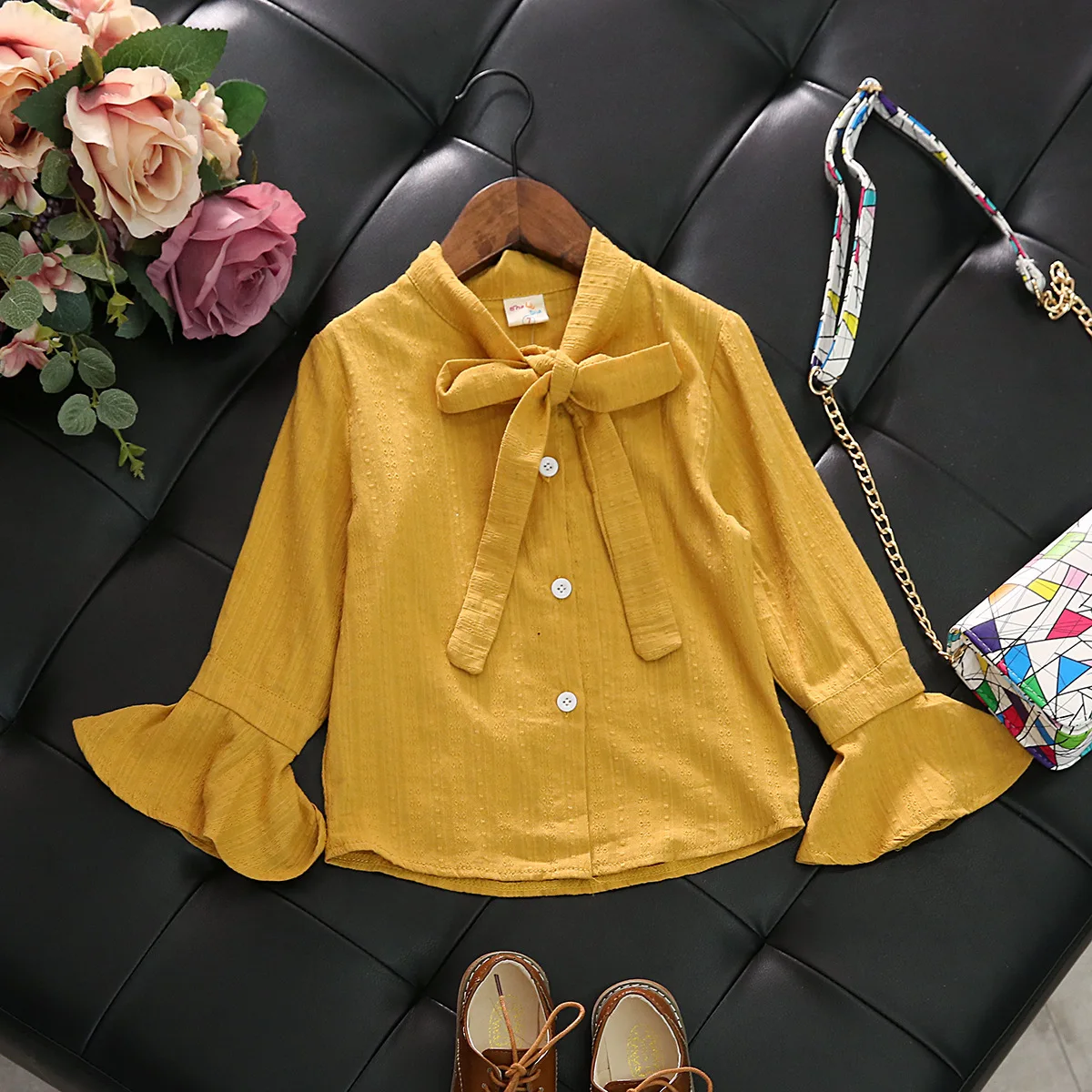 

New Shirts for Girls Blouse Children's Blouses with Long Sleeve Shirt Roupas Infantis Menina 2-6 Years S8199