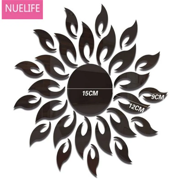  Sunflower pattern Acrylic mirror wall sticker children's room bedroom TV sofa wall decoration wall  - 32879492252
